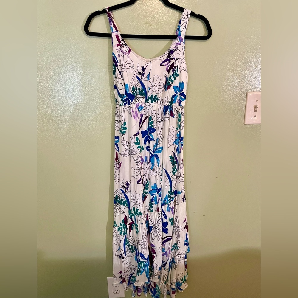 Isabel Xs white purple blue high-low “maternity” dress